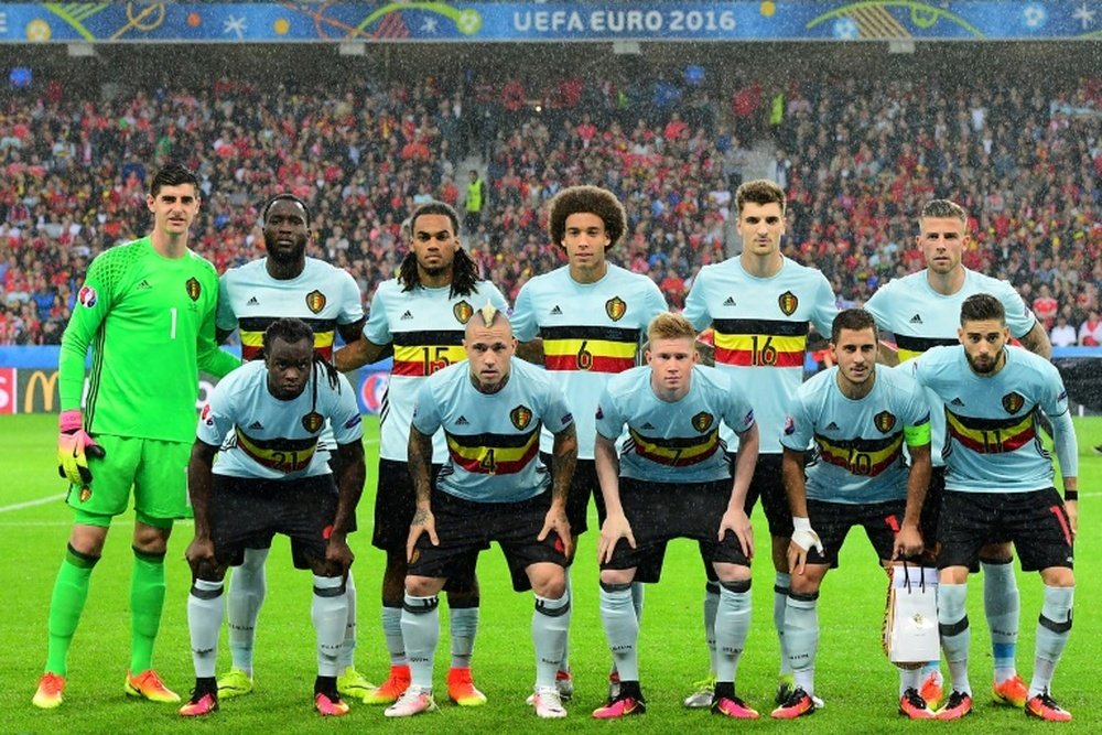 L'équipe de Belgique avant son dernier match à l'Euro-2016 contre les Gallois à Lille. AFP