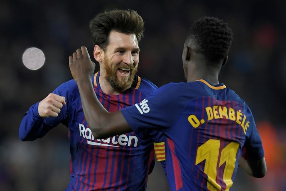 Messi y Dembélé lideran los mejores goles de Champions. AFP