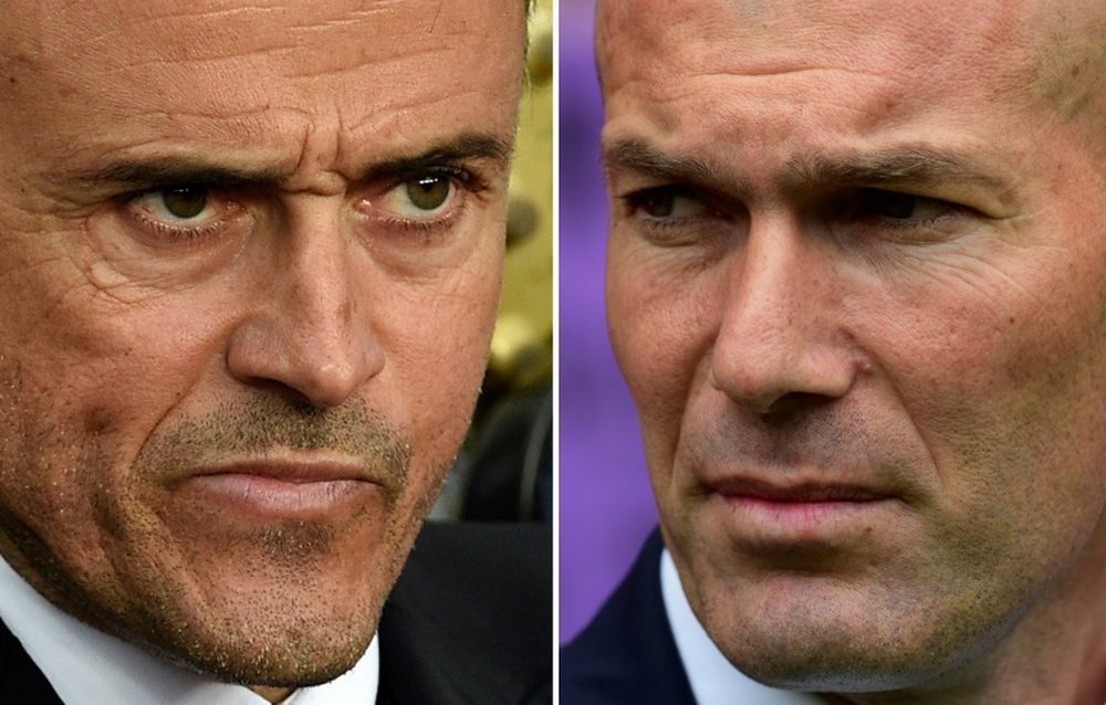 Le 'Clasico', un duel entre les entraîneurs du Barça Luis Enrique et du Real Madrid Zidane. AFP