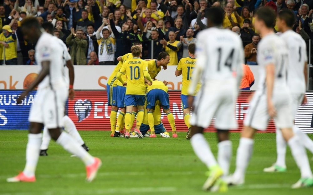 L'équipe de France s'incline devant la Suède en qualification pour le Mondial-2018 à Solna. AFP
