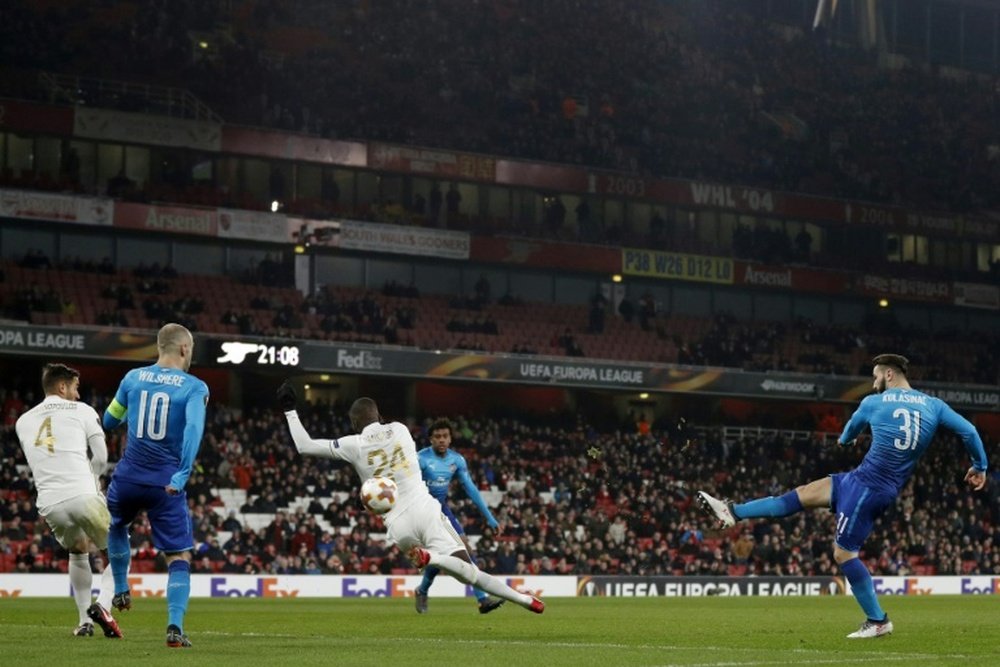 Kolasinac's goal helped Arsenal see off a valiant Ostersunds. AFP