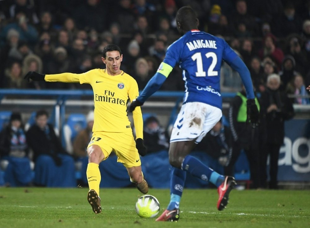 Di María apontou um dos gols da noite, para o PSG. AFP