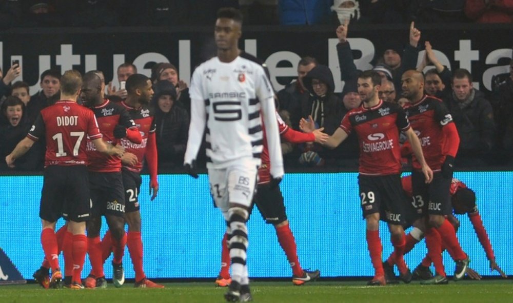 Les Guingampais ont marqué les premiers dans le derby breton contre Rennes, disputé au Roudourou, le 21 janvier 2017
