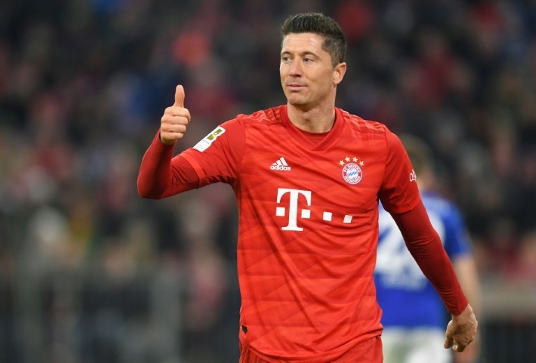 Lewandowski, only eight goals from beating his record. AFP