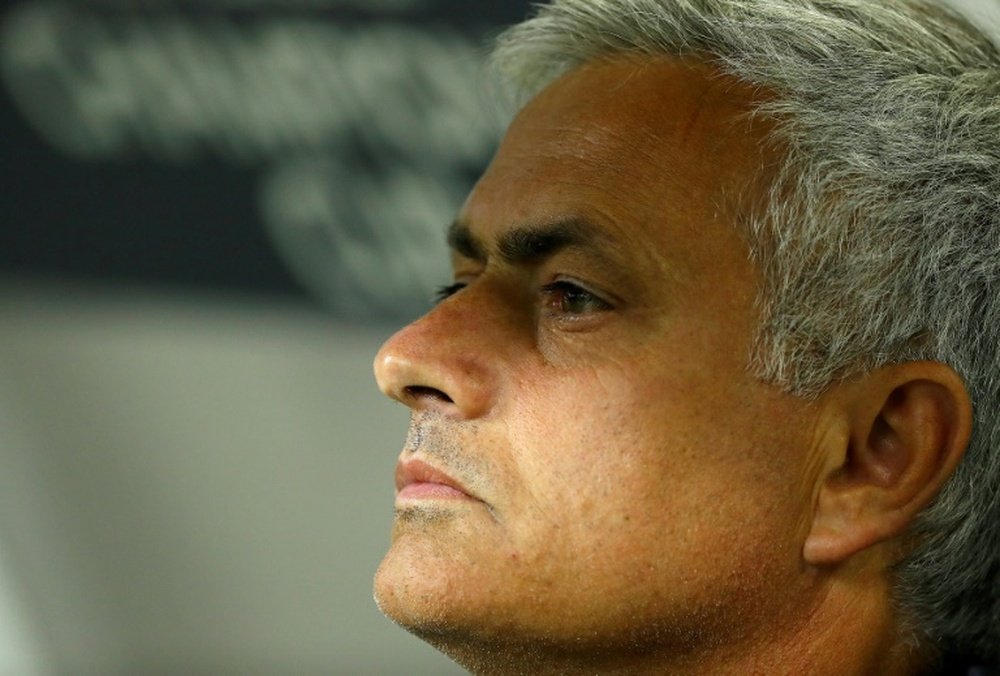 José Mourinho, l'entraîneur de Manchester United, lors du match contre Manchester City. AFP