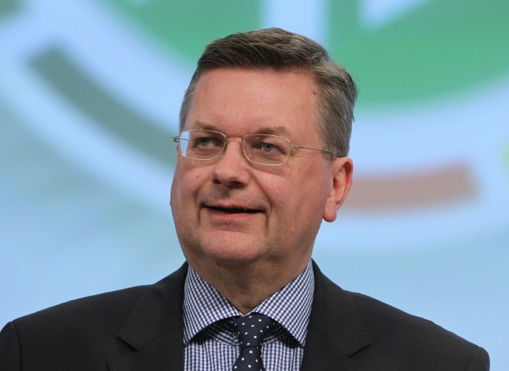 Reinhard Grindel, le nouveau président de la Fédération allemande de foot (DFB), le 15 avril 2016 à Francfort