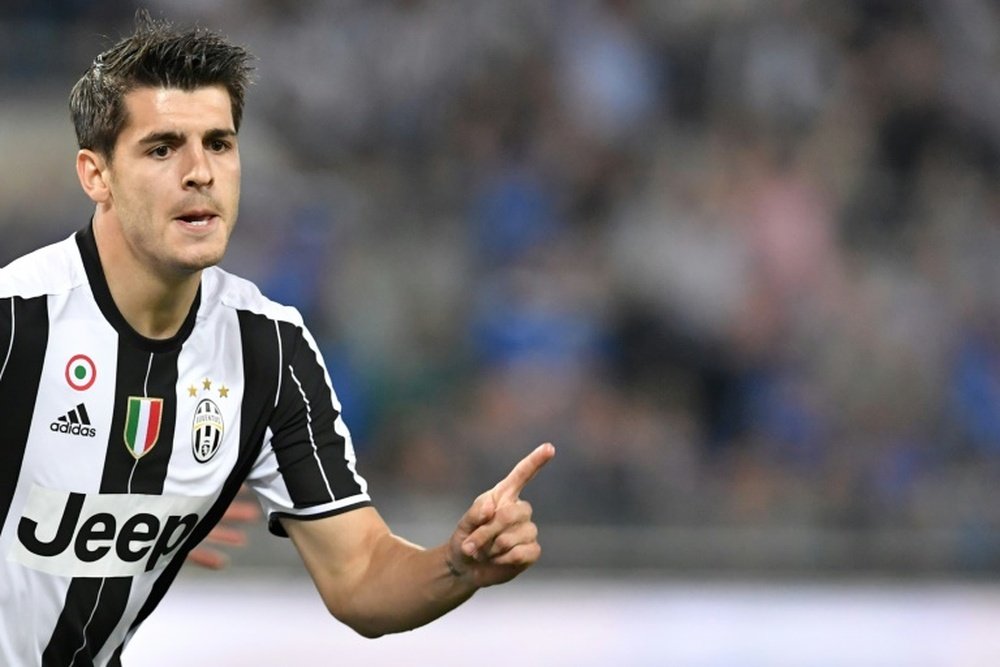 Morata otorgó la victoria a la Juve con su tanto. AFP