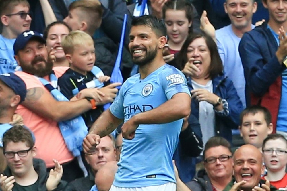 Sergio Agüero auteur d'un triplé lors de la victoire de Manchester City. AFP