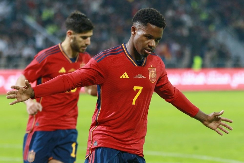 Ansu Fati has scored his second Spain goal in five appearances. AFP