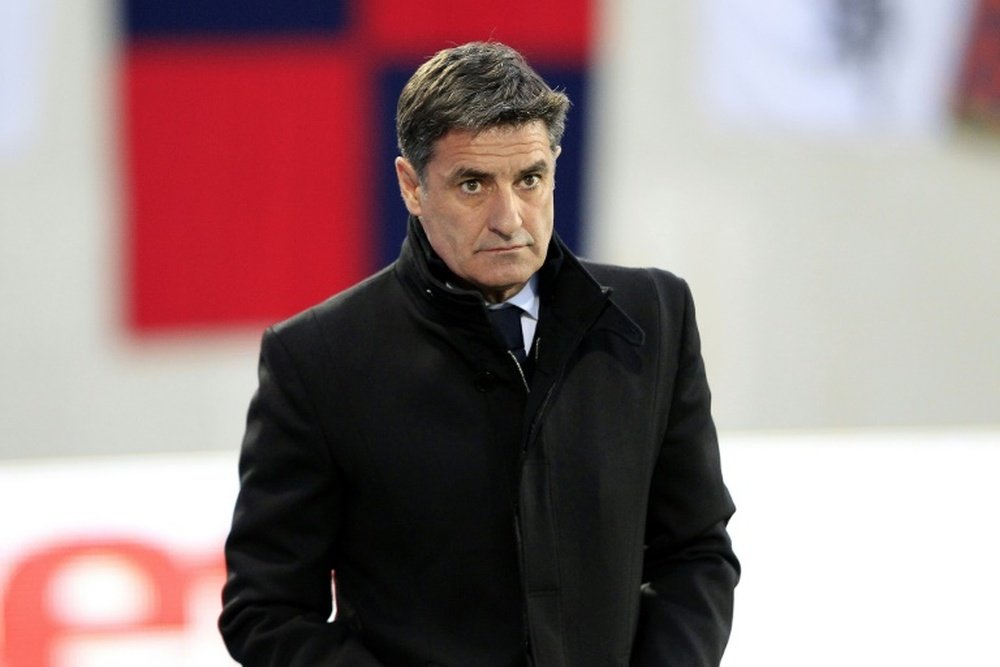 L'entraîneur marseillais Michel à Ajaccio pour le match contre le Gazélec, le 9 mars 2016. AFP