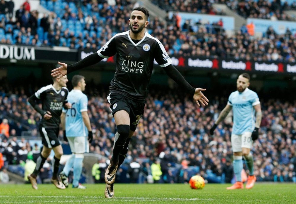 Le meneur de jeu de Leicester City Riyad Mahrez, buteur contre Manchester City. AFP