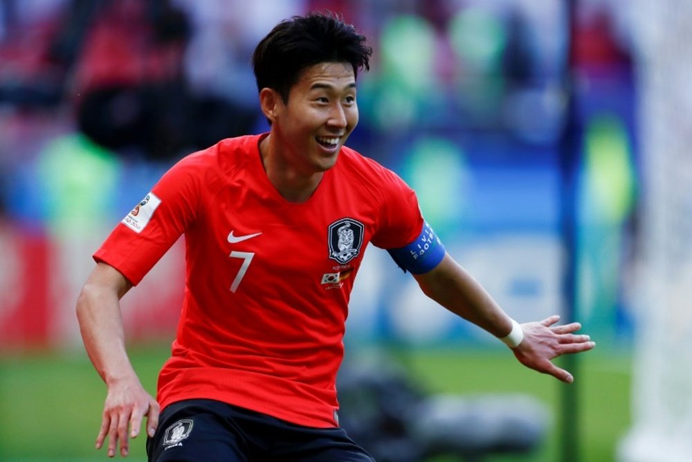 Heung Min Son all smiles for South Korea. AFP
