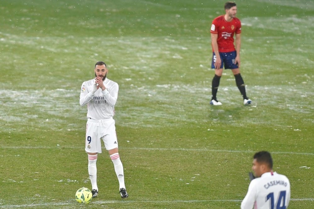 El Real Madrid volvió a quedarse a cero en El Sadar. AFP