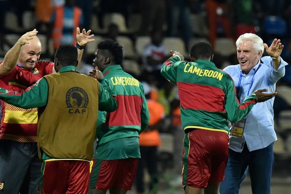 Le Cameroun après la victoire face au Ghana en demi-finales de la CAN. AFP