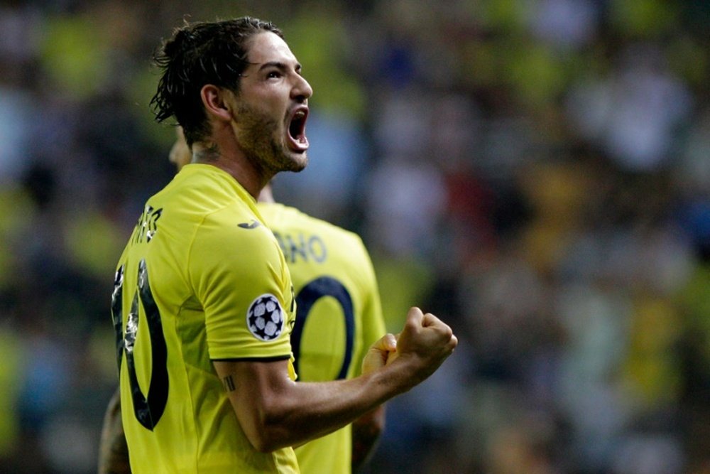 L'attaquant brésilien de Villarreal Pato célèbre un but face à Monaco en barrages de C1. AFP