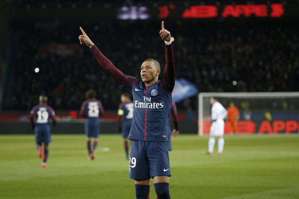 Kylian Mbappe, plus jeune buteur dans un clasico. AFP