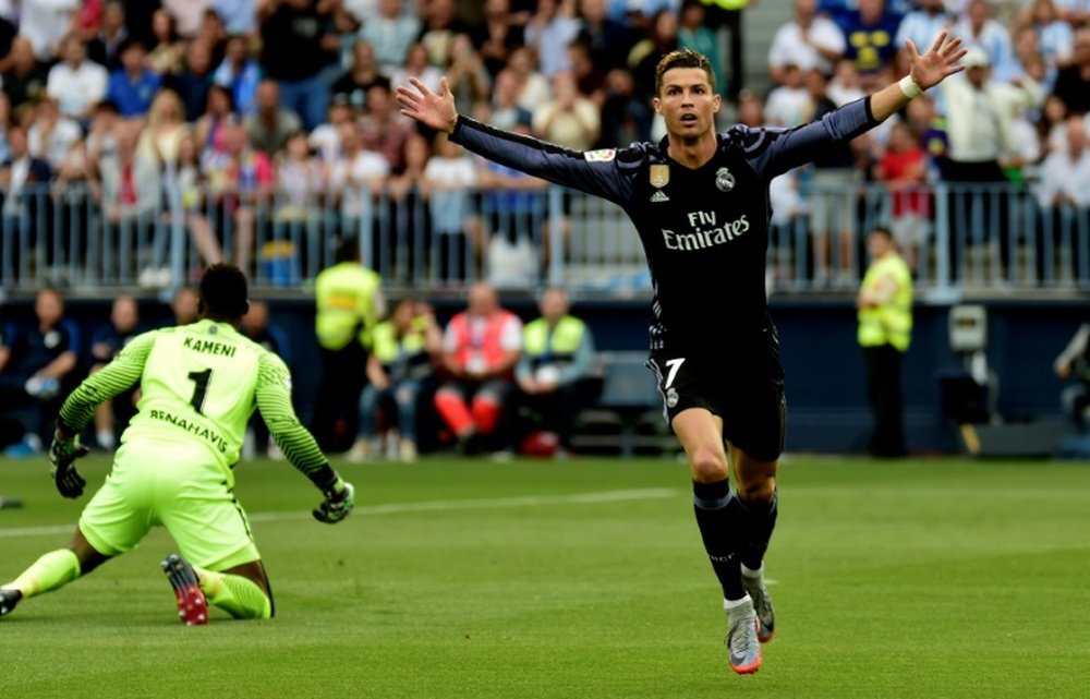 Cristiano Ronaldo a marqué le premier but contre Malaga. AFP