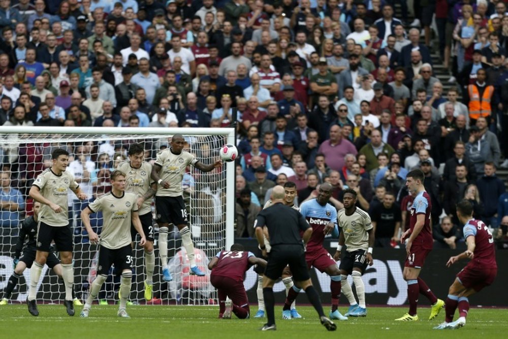 Cresswell scored a stunning free-kick in West Ham's win over Man Utd. AFP