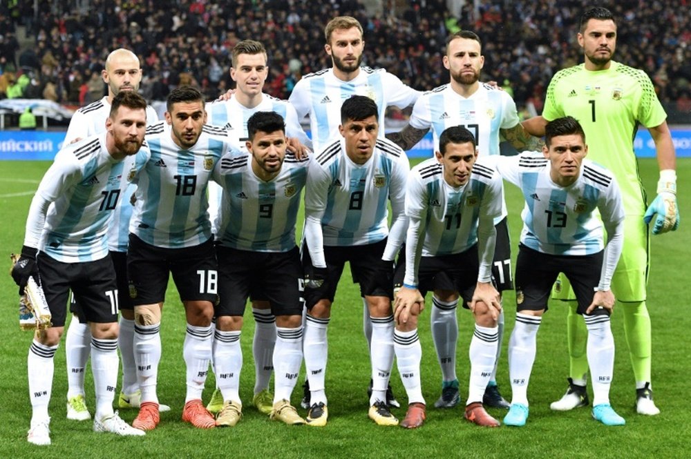 L'Équipe d'Argentine avant un match amical contre la Russie, le 11 novembre 2017 à Moscou. AFP