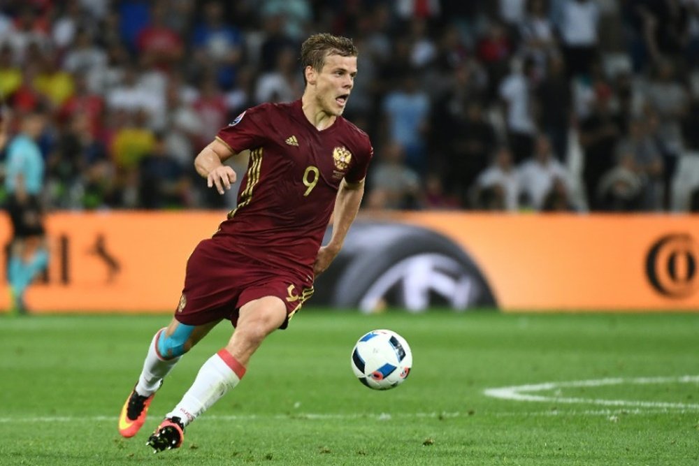 L'attaquant russe Alexandre Kokorin lors du match de l'Euro contre l'Angleterre. AFP