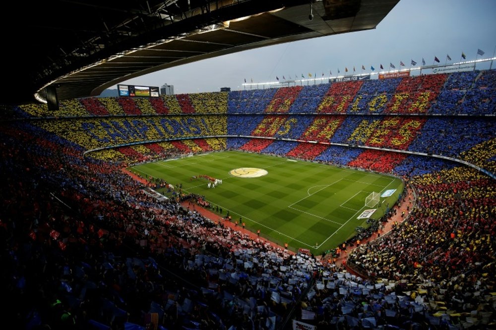 El Barça hará un mosaico solidario contra el Atlético. AFP