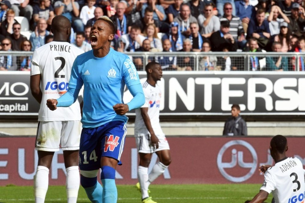 L'attaquant de Marseille Clinton Njie auteur d'un doublé face à Amiens. AFP