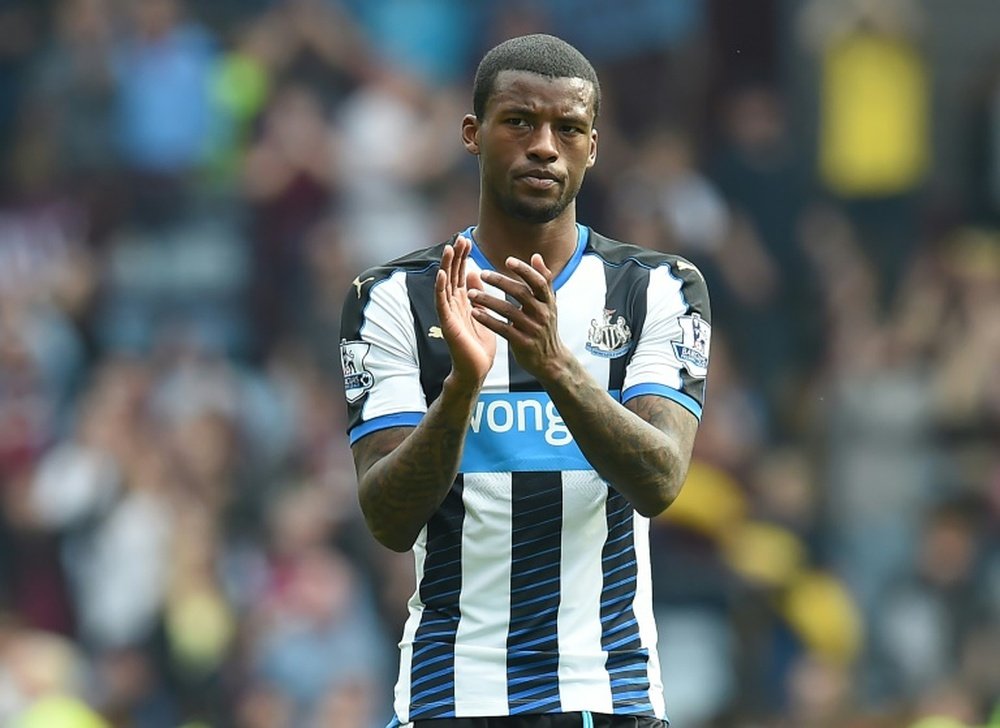 Le milieu offensif néerlandais Wijnaldum, lors d'un match avec Newcastle face à Aston Villa. AFP