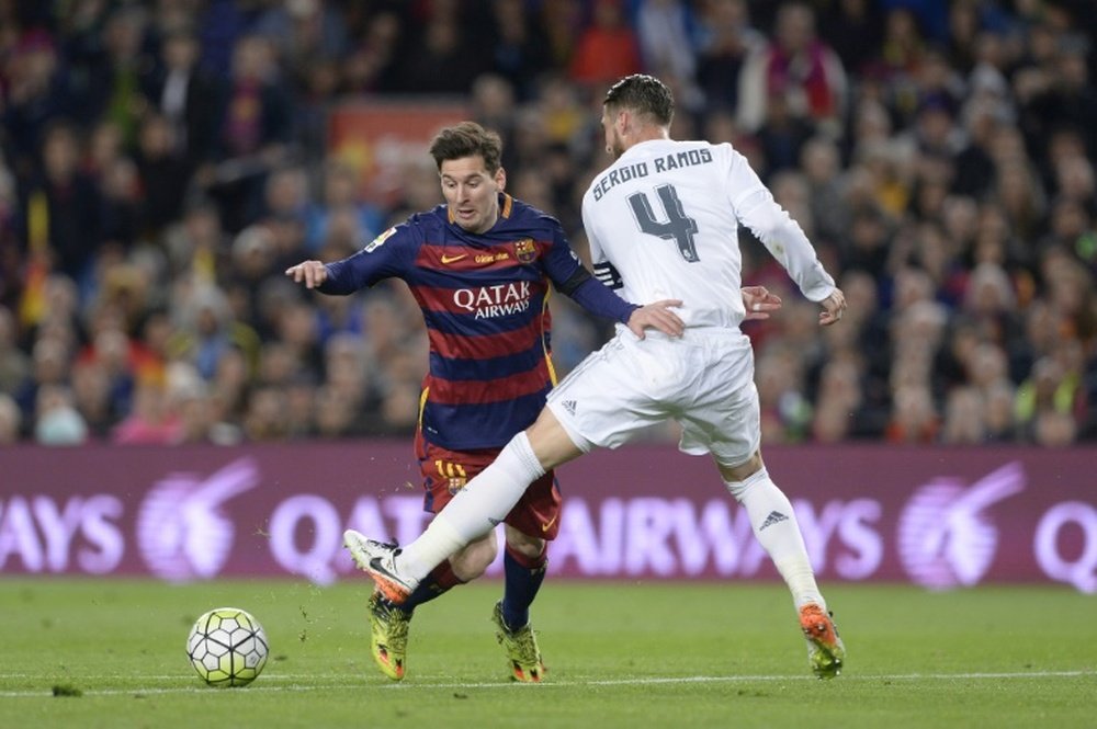 Messi e Ramos estão entre os atletas que mais disputaram jogos entre Barcelona e Real Madrid. AFP