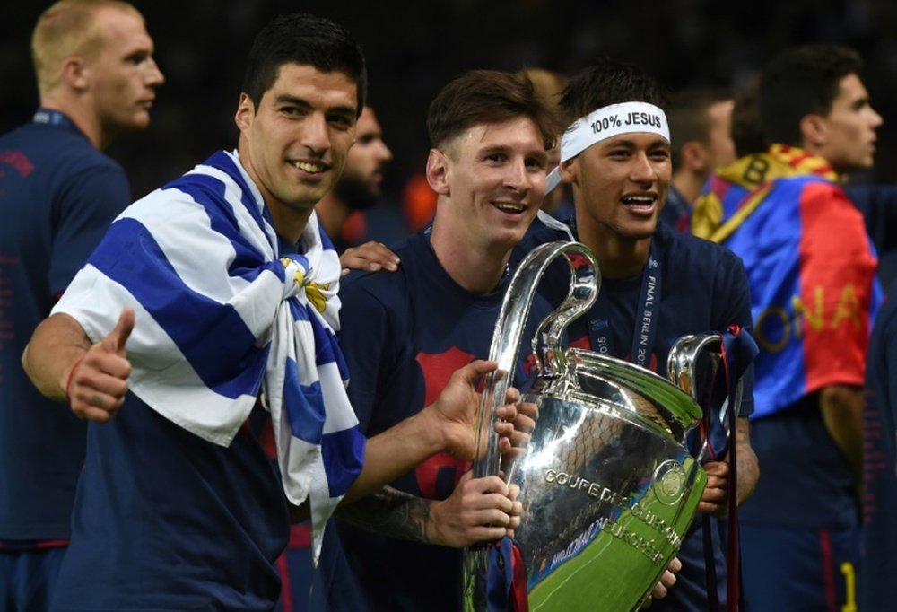 Suarez, Messi and Nyemar formed the 'MSN'. AFP