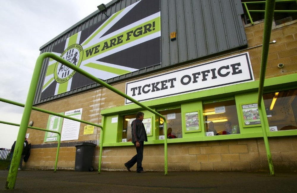 L'entrée du club Forest Green Rovers, dans l'ouest de l'Angleterre, premier club vert. AFP