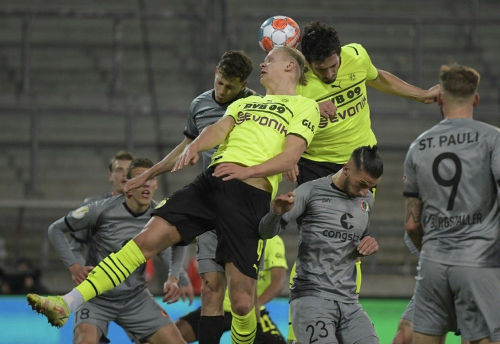 El Borussia quedó eliminado en la DFB-Pokal a pesar del gol de Haaland. AFP