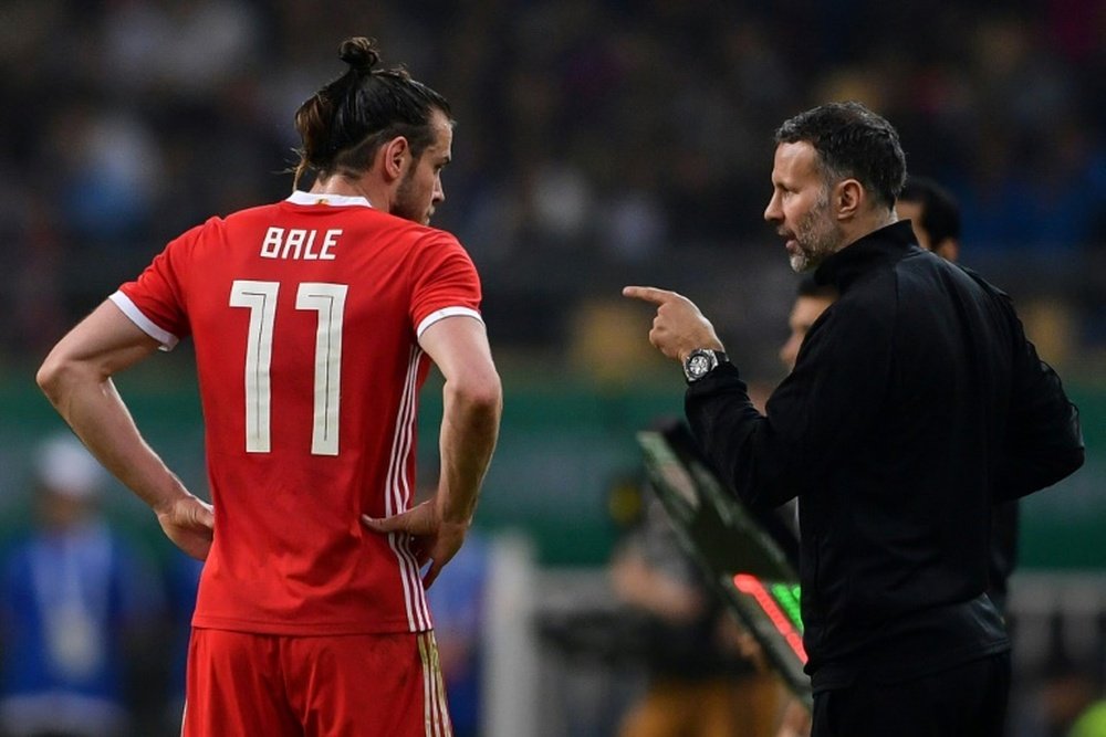 Giggs and Bale pictured in Cardiff. AFP
