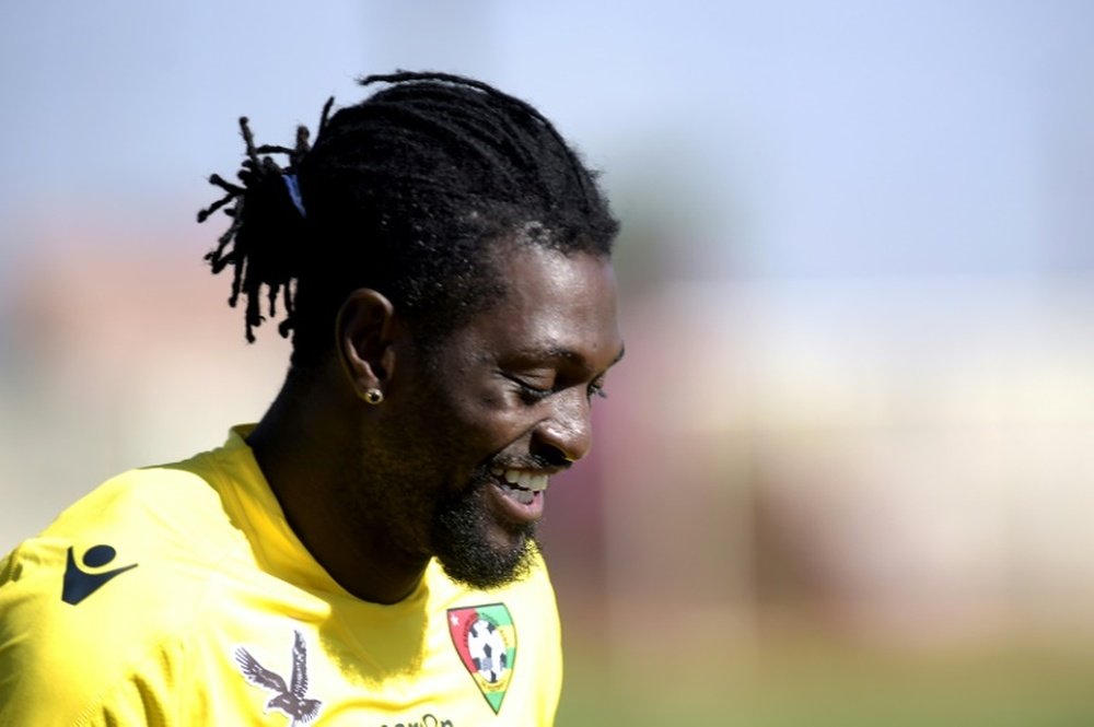 L'attaquant du Togo Emmanuel Adebayor lors d'une séance d'entraînement à Mbour (Sénégal). AFP