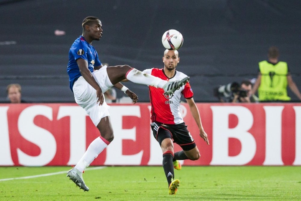 Pogba during the club's last game against Feyenoord. AFP