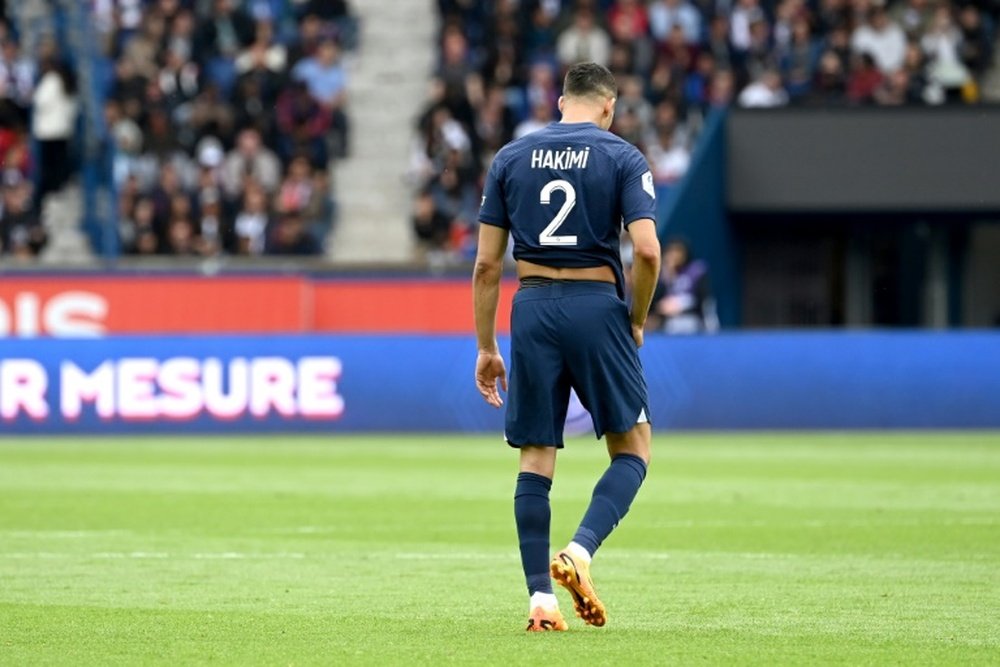 La colère d'Achraf Hakimi après son expulsion contre Ajaccio. afp