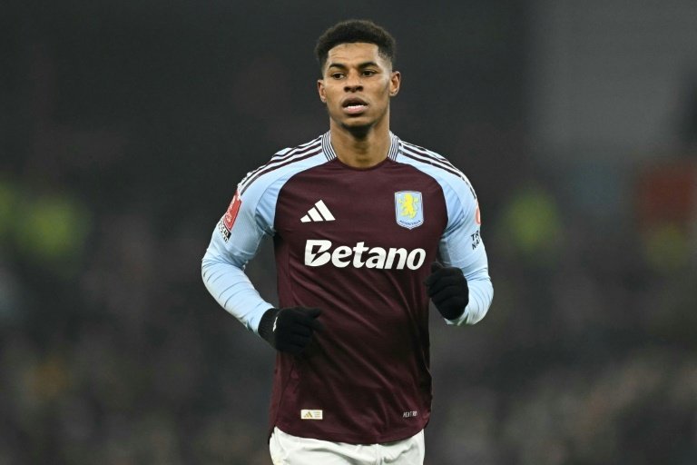 Marcus Rashford avec sa nouvelle équipe Aston Villa. AFP