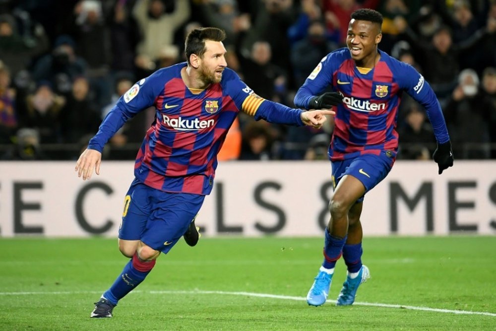 Messi breakthrough goal earns Setién his first win. AFP