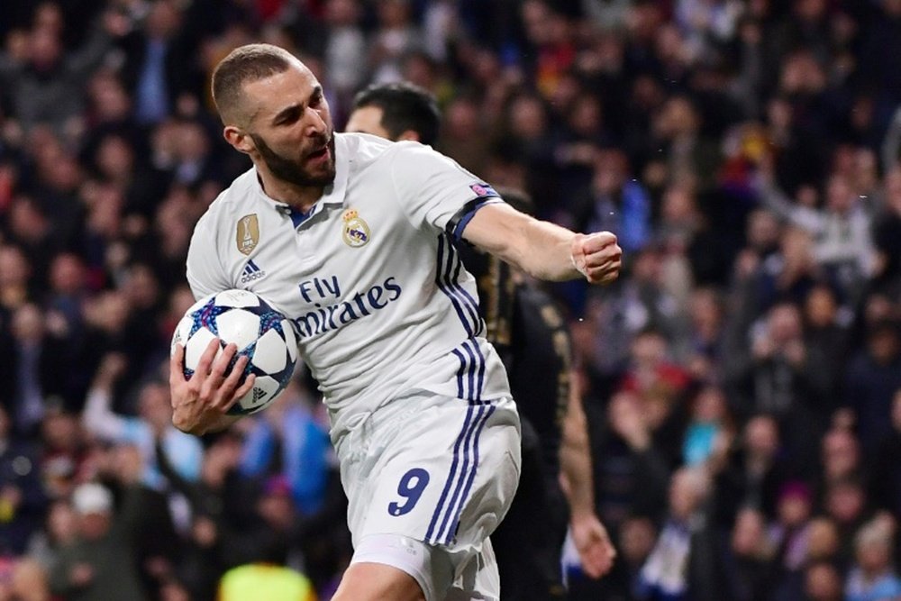 Karim Benzema was the hero in Real's match against Eibar today. AFP
