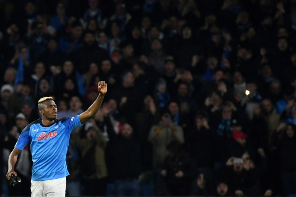 Osimhen will miss the Champions League quarter-final first leg against AC Milan. AFP