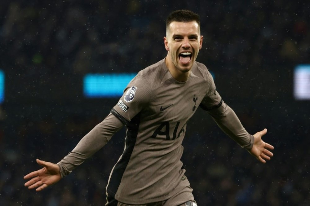 Giovani Lo Celso celebra el gol que le marcó el Manchester City en la Premier el pasado mes de diciembre.-
