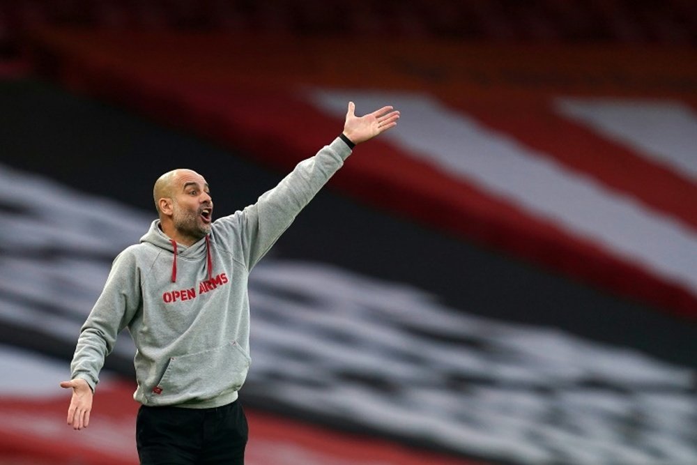 Pep Guardiola admiratif de la performance de ses joueurs. afp