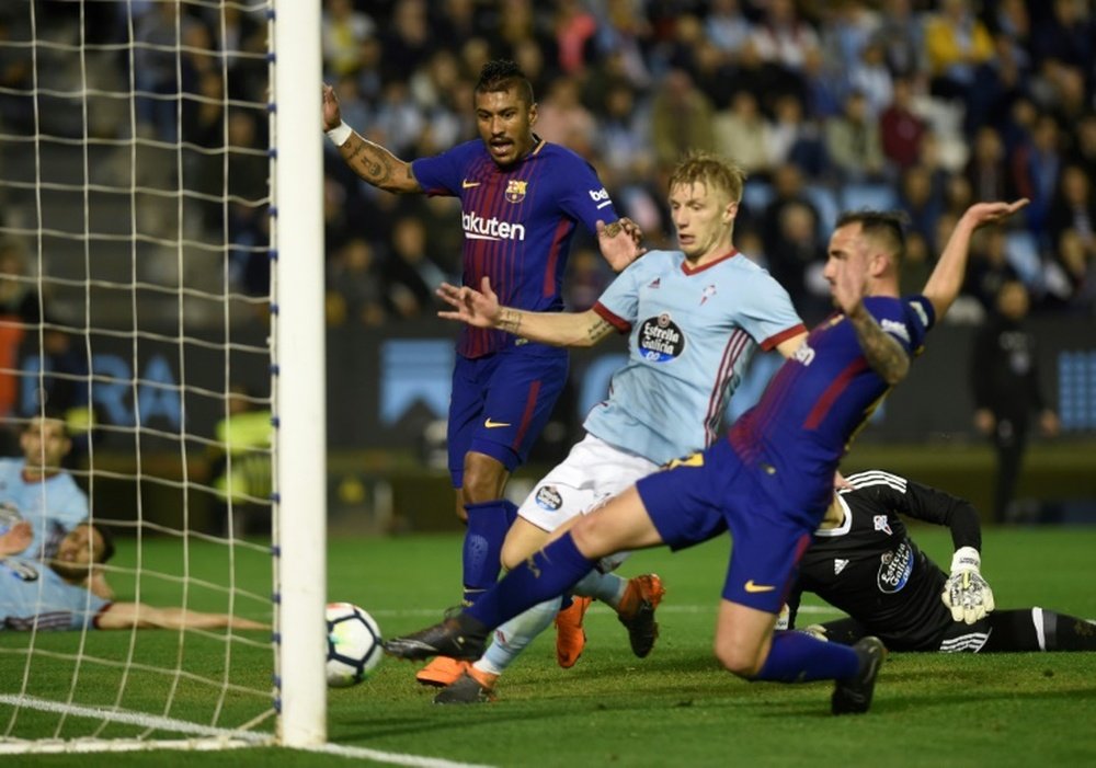 Alcacer nets Barcelona's second. AFP