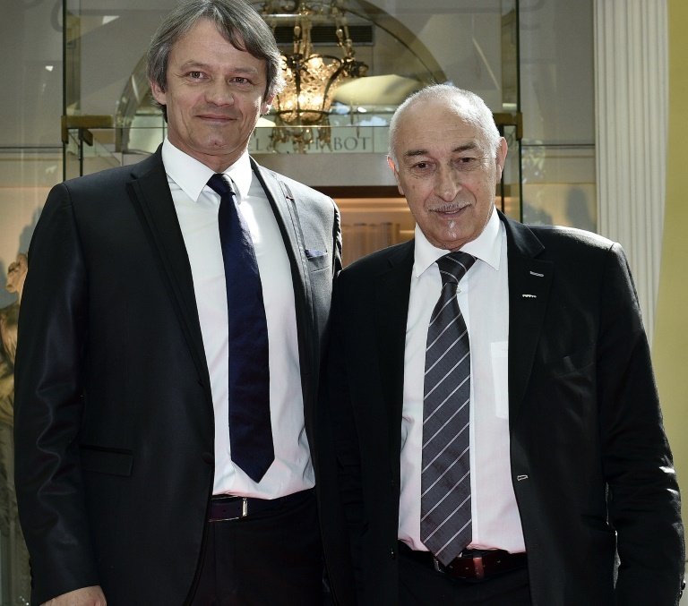 Sylvain Kastendeuch et Philippe Piat, lors des Trophées UNFP à Paris, le 17 mai 2015