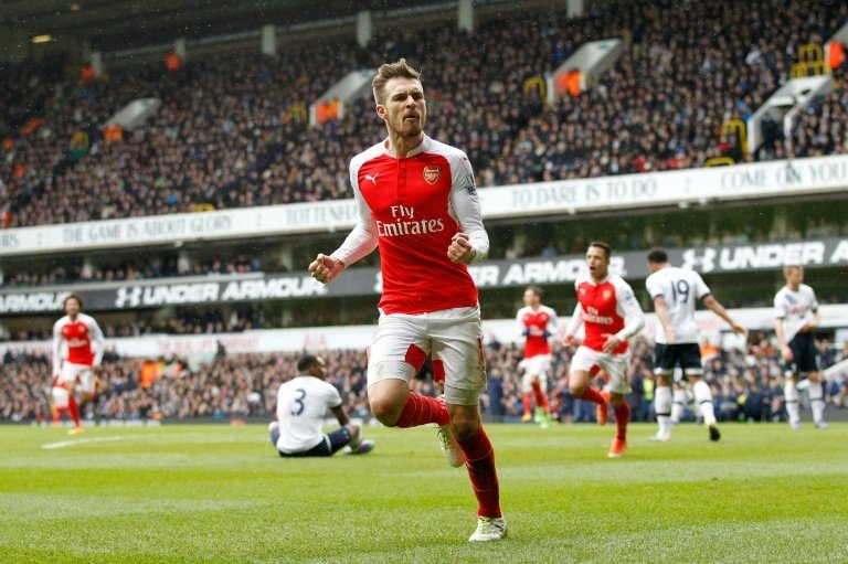 Le milieu de terrain d'Arsenal Aaron Ramsey buteur face à Tottenham à White Hart Lane. AFP
