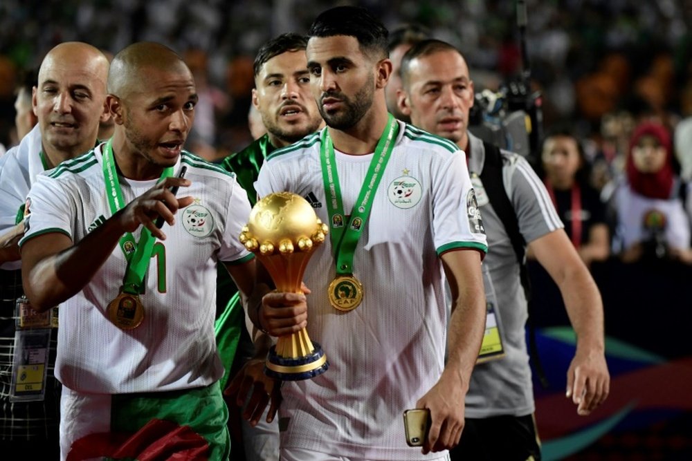 Mahrez fue la gran estrella de la Copa África. AFP
