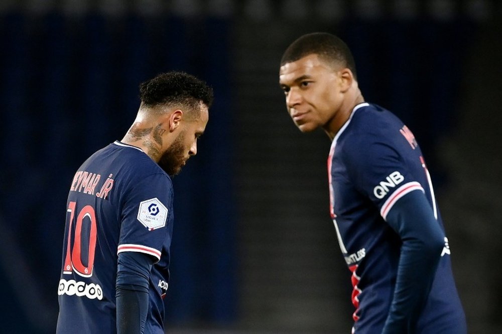 PSG are reportedly thinking of keeping Mbappe and selling Neymar. AFP