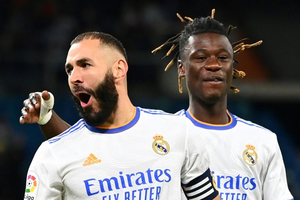 Benzema, el 'cicerone' de Camavinga. AFP