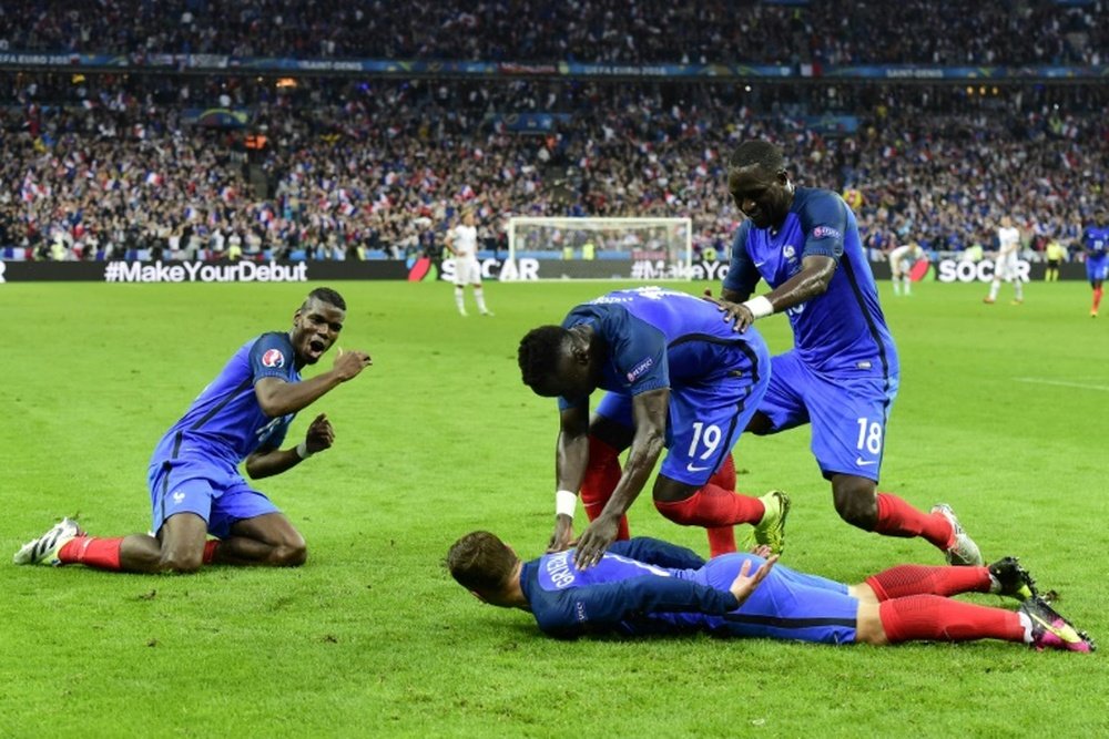 La célébration de Griezmann pendant le match France-Islande. AFP