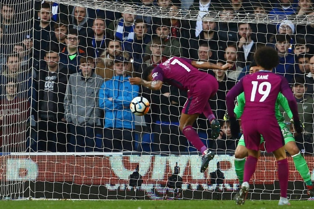De Bruyne scored a free-kick in the first half to give Man City the lead. AFP