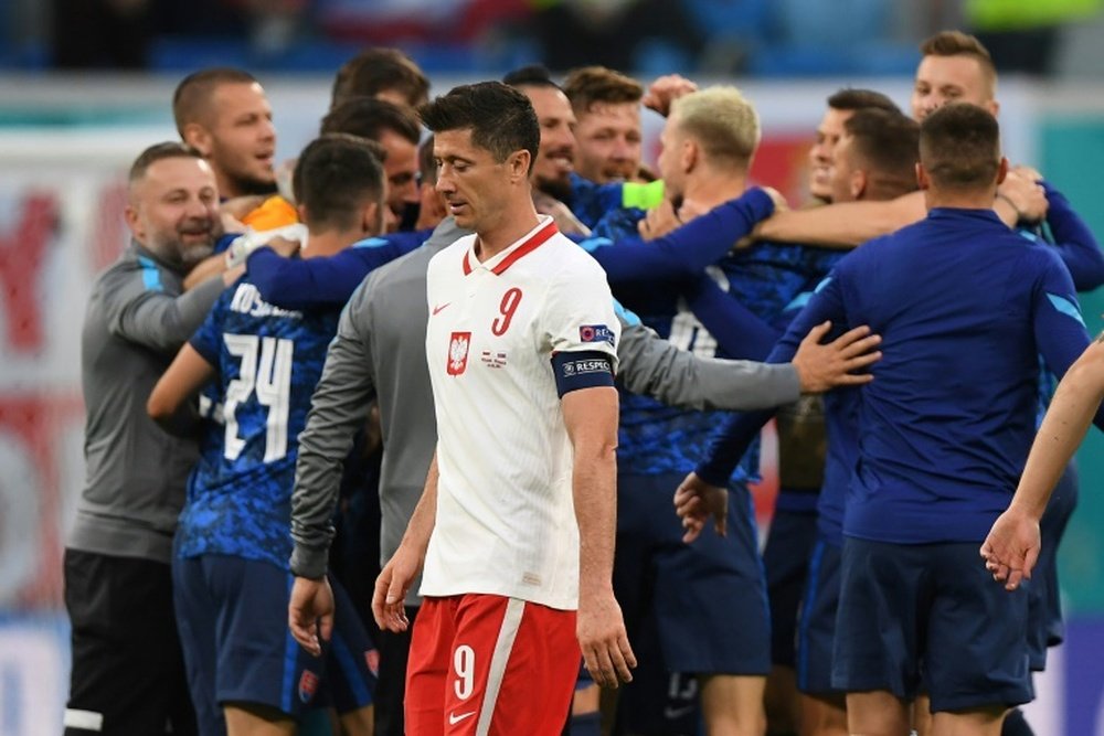 A Eslováquia derrotou a Polônia por 2 a 1. AFP